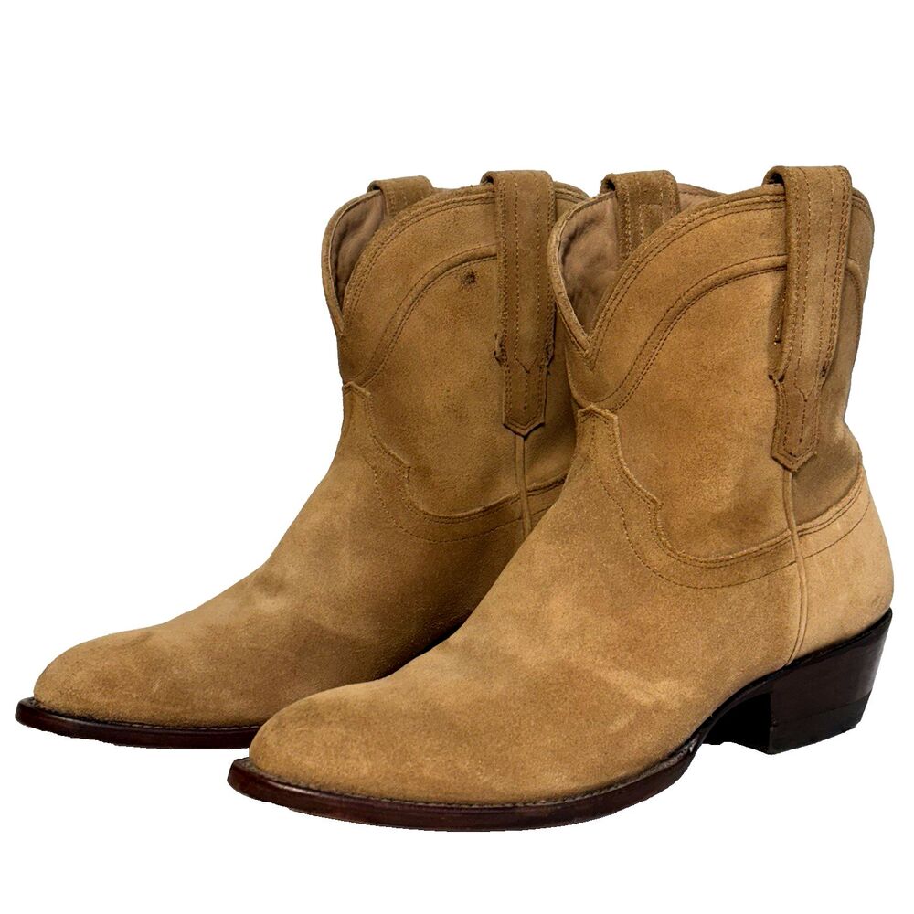 Tecovas The Lucy Women's Size 8B Tan Sand Suede Western Stacked Heel Ankle Boots